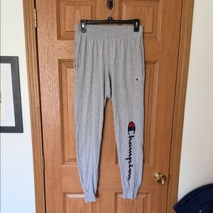 Champion Gray Jogger Sweatpants with Script Logo